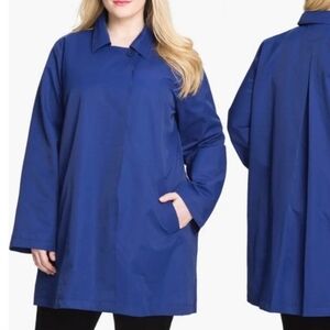 Eileen Fisher Woman 3X Blue Cotton/Nylon Swing Coat Trench Oversize
